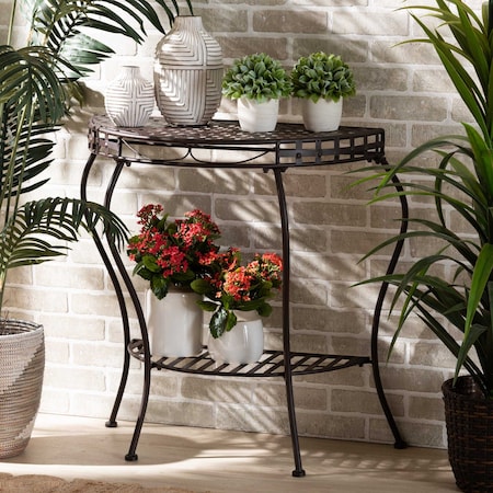Baxton Studio Laraine ModernBlack Metal Outdoor Console Table 193-12111-ZORO